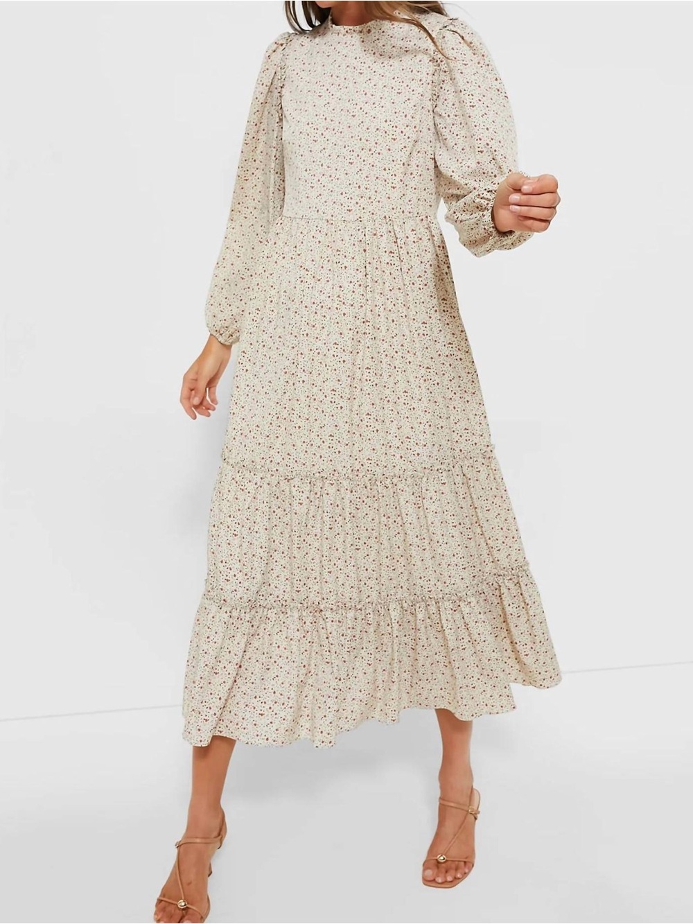 Hyacinth House Midi Dress Size XS Cream Floral Modest Prarie Tuckernuck Long
